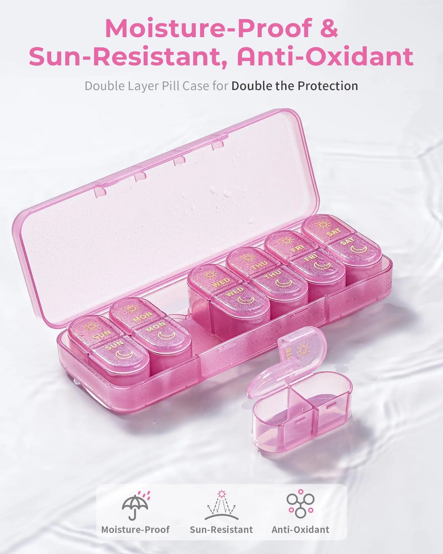 7-Day Pill Storage Case - AM & PM Weekly Organizer Box for Travel & Daily Use, Everstock
