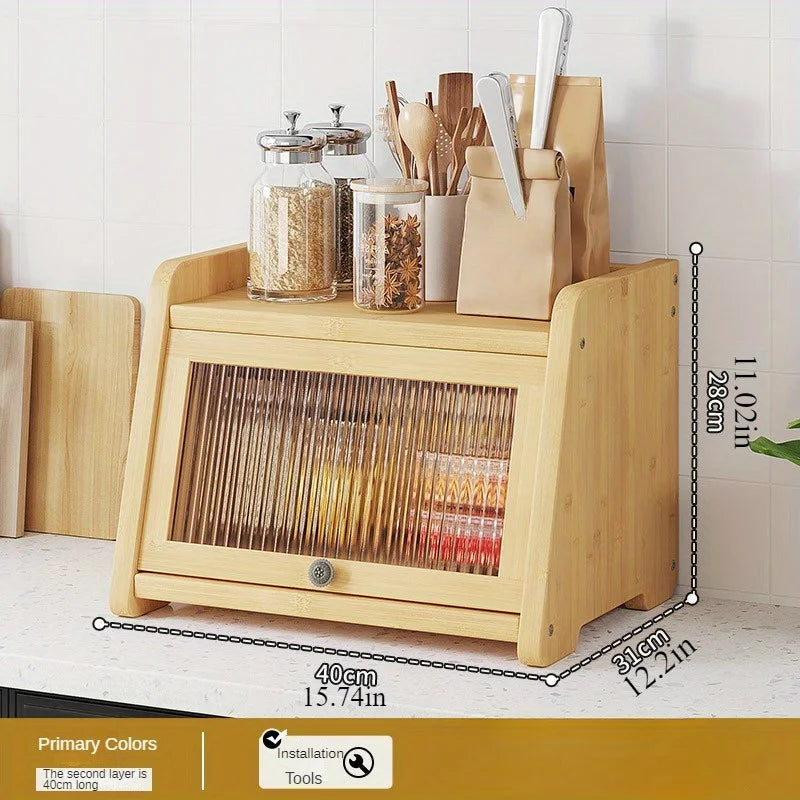 Corner Shelf Organizer - 3-Tier Wooden Countertop Rack for Spices, Pantry & Kitchen Storage, Everstock