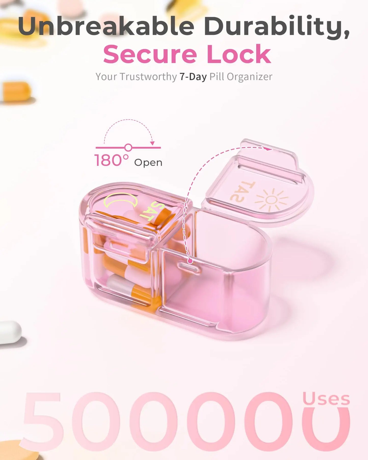 7-Day Pill Storage Case - AM & PM Weekly Organizer Box for Travel & Daily Use, Everstock