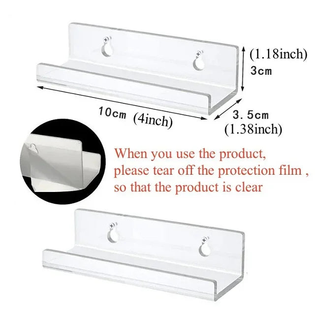 Acrylic Album Wall Ledge 2 Pack - Clear Record Display Shelves for Vinyl, CDs and Art Books, Everstock