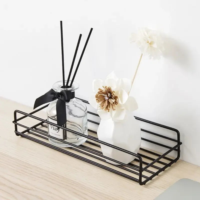 Black Iron Corner Shower Caddy - Punch-Free Wall-Mounted Storage Rack, Everstock