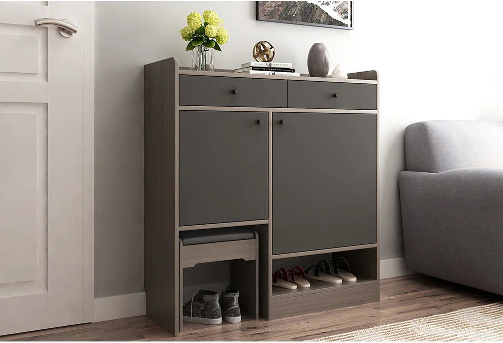 Wooden Shoe Rack Cabinet - Multi-Shelf Storage for Living Room & Entryway Organization, Everstock