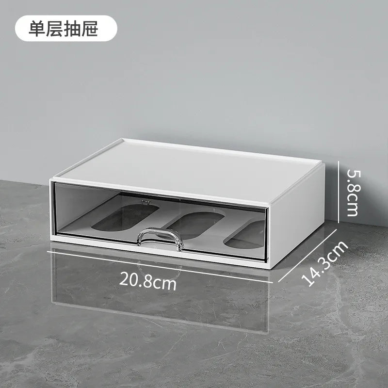 Desk Organizer with 4 Drawers - Plastic Stationery and Makeup Storage Box with 4 Open Compartments for a Desktop, Everstock