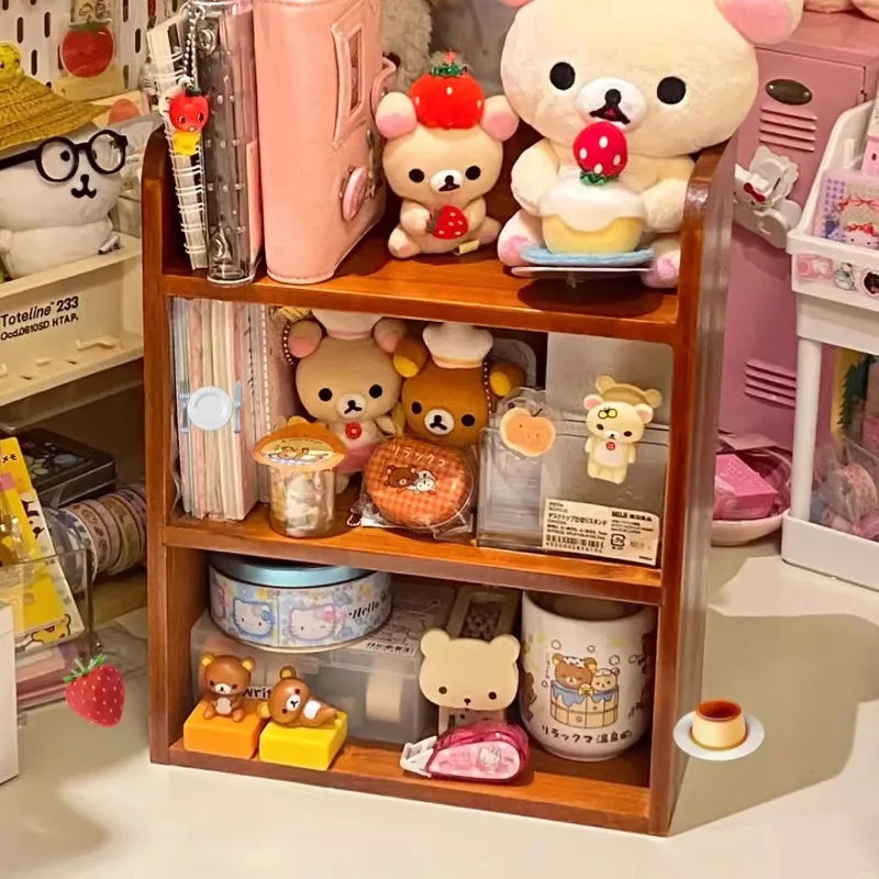 Wooden Cosmetics Storage Rack - Multi-Layer Retro Desktop Organizer for Makeup, Skincare & Figurines, Everstock