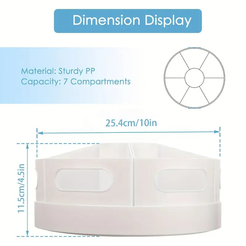 360 Degree Rotating Desk Organizer - 7 Removable Bins, Plastic Pen and Pencil Holder for Office and School, Everstock