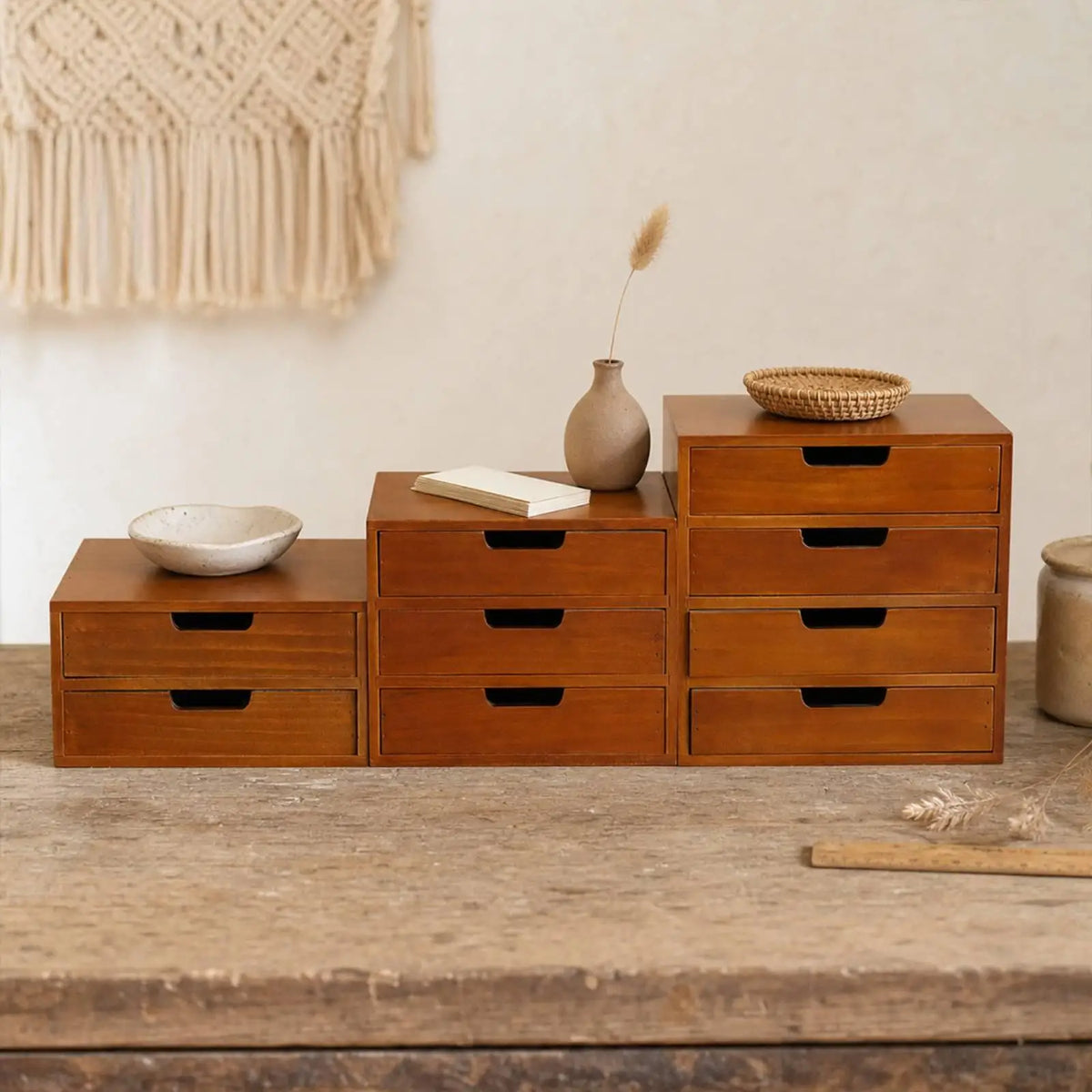 Desk Organizer with Drawers - Solid Wood Expandable Storage Unit for Stationery, Desktop & Vanity, Home Office, Everstock