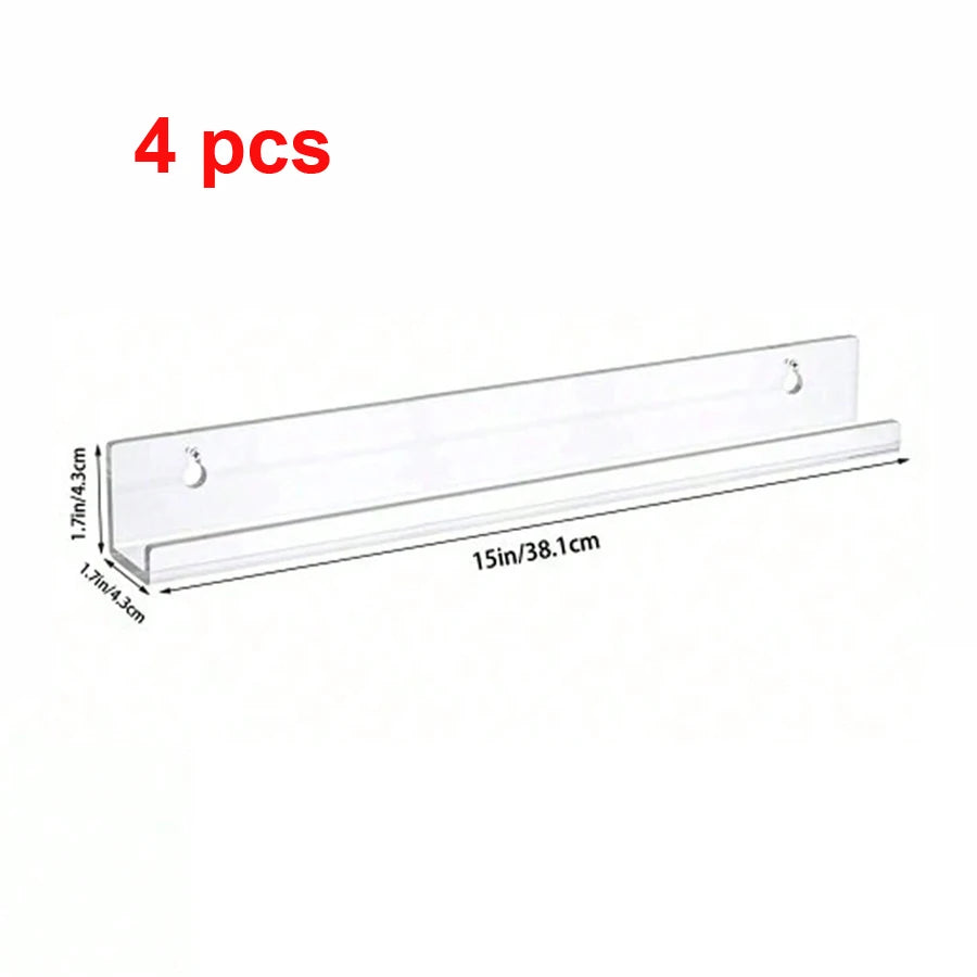 Acrylic Record Display Shelf - Clear Wall-Mounted Album Ledge for Vinyl, Magazines and Books, Everstock