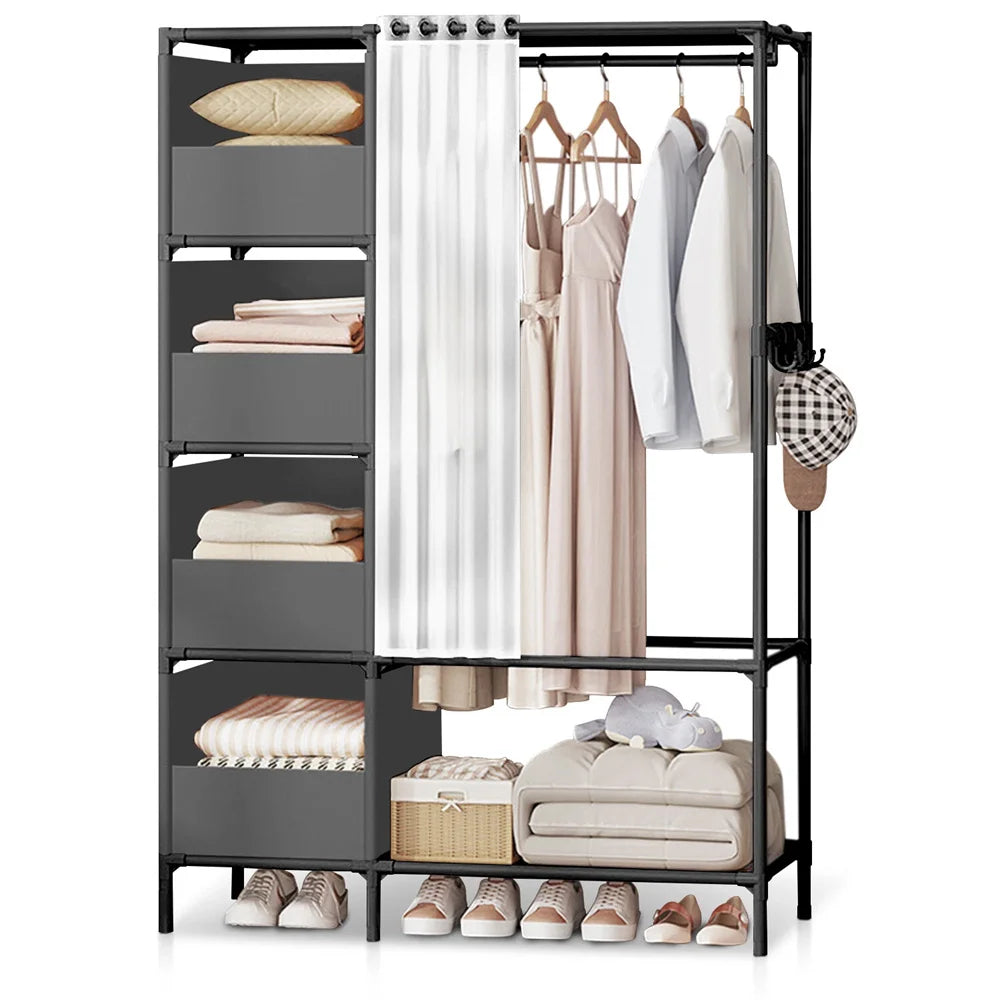 Closet Clothes Rail - Heavy Duty 19mm Steel Garment Rack with 160cm Hanging Area for Wardrobe Storage, Everstock
