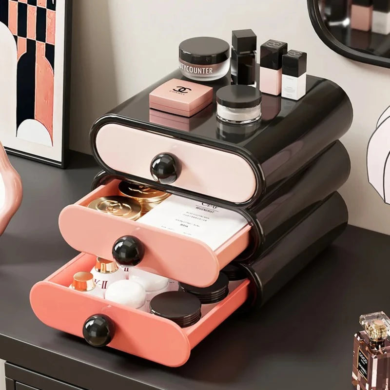 3-Layer Makeup Drawer Organizer - Plastic Cosmetics Storage Box for Vanity, Dressing Table & Stationery, Everstock