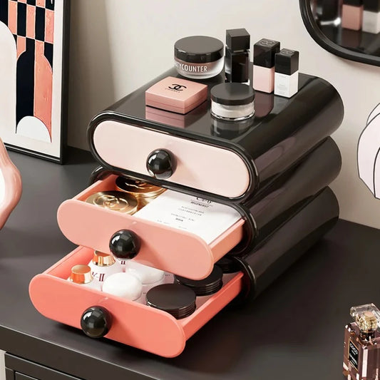 3-Layer Makeup Drawer Organizer - Plastic Cosmetics Storage Box for Vanity, Dressing Table & Stationery, Everstock