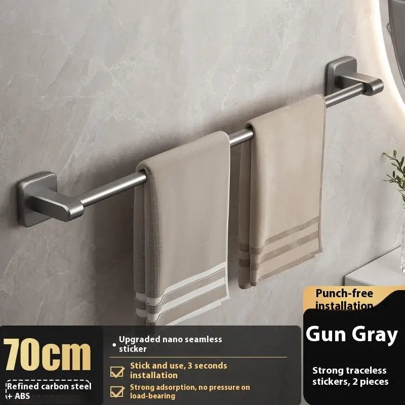 Two-Tier Towel Rack - Wall-Mounted Punch-Free Storage Shelf & Holder Bar for Bathroom, Everstock