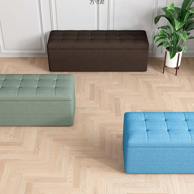 Storage Ottoman Bench with Lid - Linen Upholstered Seat in 80 to 120cm Lengths for Bedroom and Hallway, Everstock