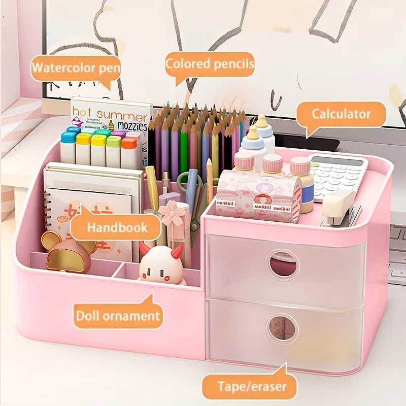 Large-Capacity Pen Holder Organizer - Desktop Storage for Desks & Drawers, Space-Saving, Everstock