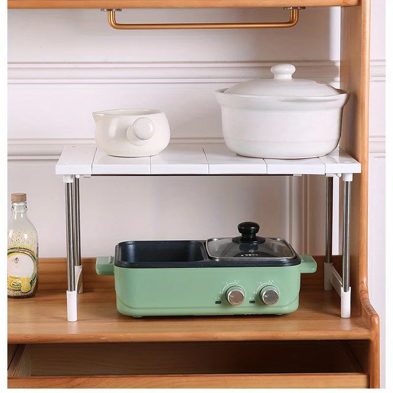 Expandable Microwave Shelf - Adjustable Countertop Stand and Cabinet Organizer for Kitchen Storage, Everstock