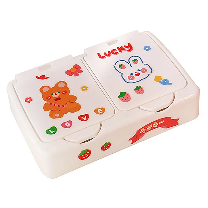 Desk Organizer Box with Lid - Cartoon PP Divided Storage Case for Jewelry, Stationery and Cosmetics, Everstock