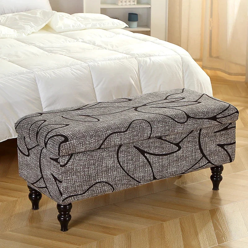 Stretch Storage Ottoman Cover Foldable Bed Footstool Covers Rectangular Bench Stool Furniture Protector Sofa Footrest Slipcovers