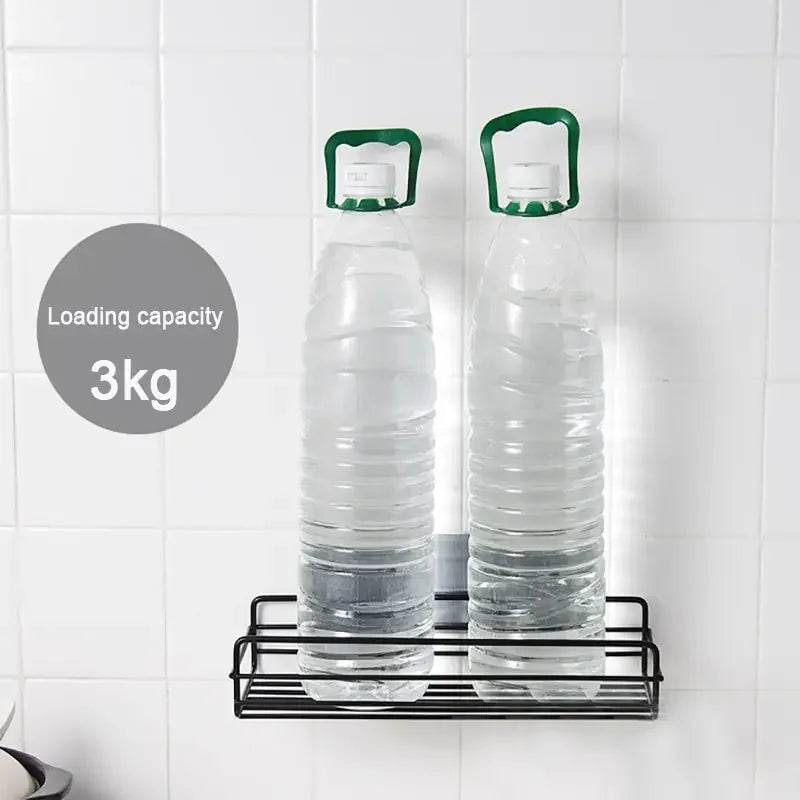 Black Iron Corner Shower Caddy - Punch-Free Wall-Mounted Storage Rack, Everstock