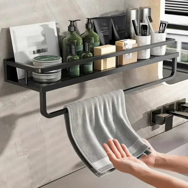 Black Shower Room Storage Rack - Toiletries Shelf Organizer for Bathroom Items, Everstock
