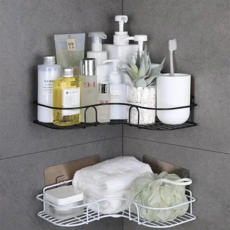 Wall-Mounted Corner Storage Shelf - Iron Shampoo Holder & Shower Drain Basket, Everstock