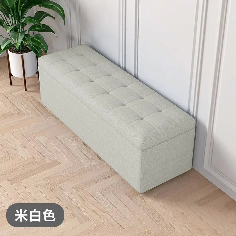 Storage Ottoman Bench with Lid - Linen Upholstered Seat in 80 to 120cm Lengths for Bedroom and Hallway, Everstock