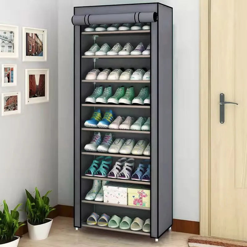 Dustproof Shoe Cabinet - Non-Woven Fabric Shoe Rack with Steel Frame, 5 to 9 Lattices for Entryway Storage, Everstock