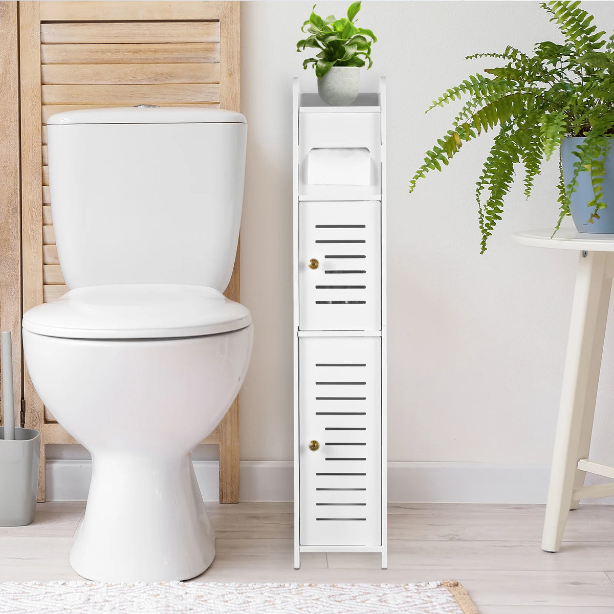 Floor-to-Ceiling Storage Cabinet - Multilayer Toilet Side Shelf, Large Capacity for Small Bathrooms, Everstock