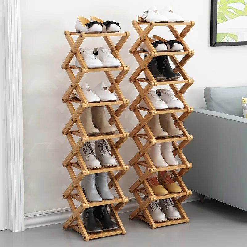 Installation-Free Bamboo Shoe Rack - Multi-Tier Wooden Shoe Shelf for Living Room, Hallway and Bedroom, Everstock