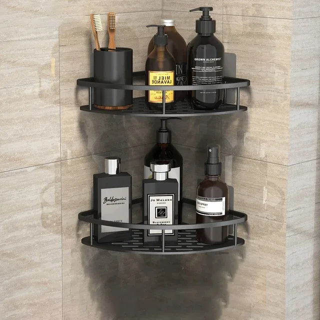 No-Drill Corner Shower Shelf - Wall Mount Rack, Shampoo Holder, Punch-Free Install for Bathroom & WC, Everstock