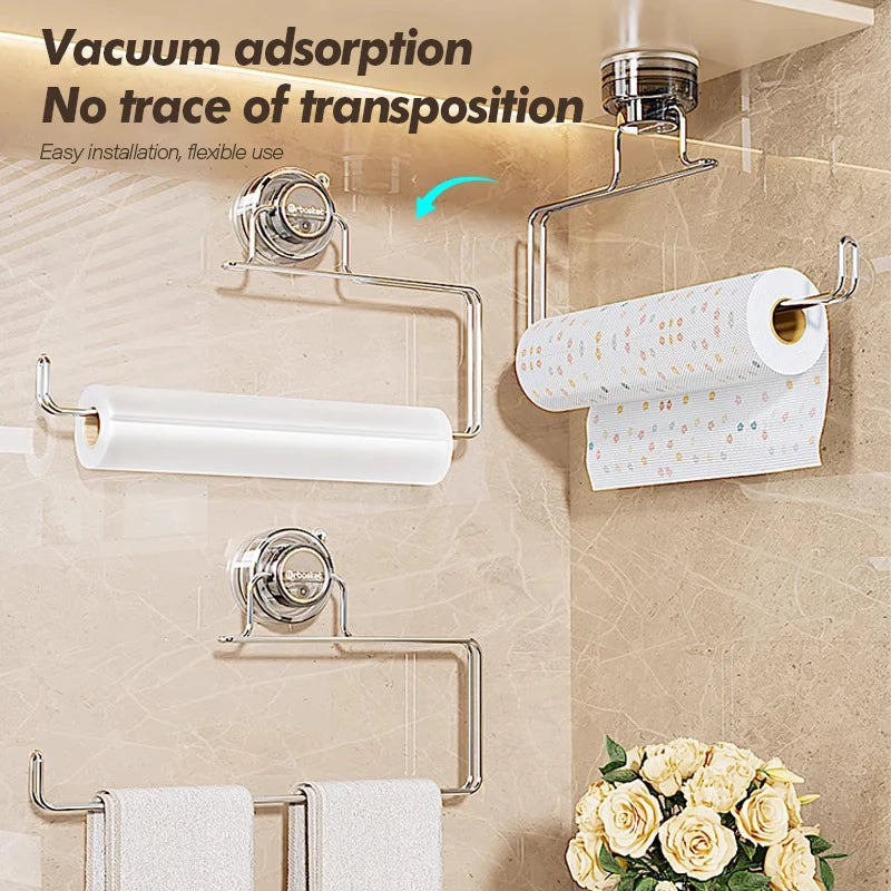 Suction Cup Storage Rack - No-Drill Wall-Mounted Tissue Holder for Bathroom & Kitchen, Everstock