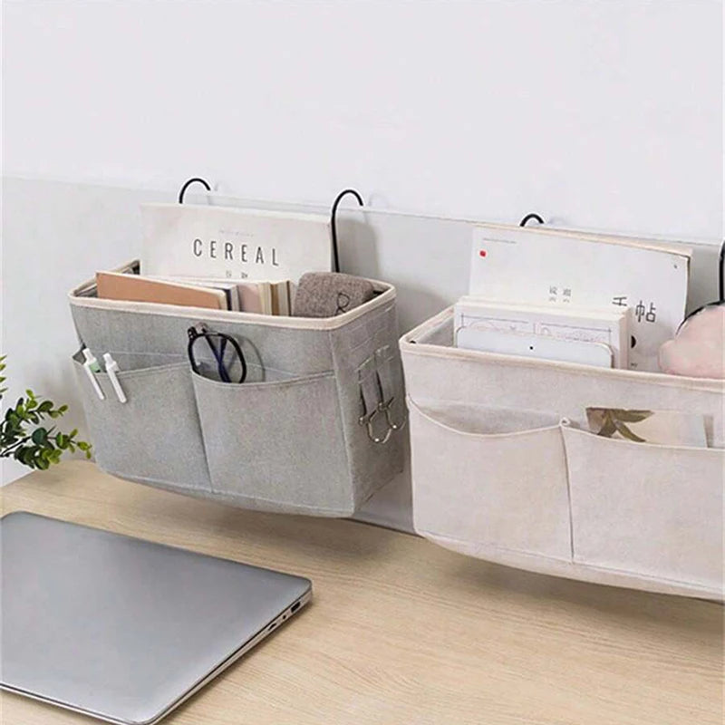 Baby Bedside Storage Caddy - Linen and Polyester Hanging Basket for Nursery Cot Essentials, Everstock