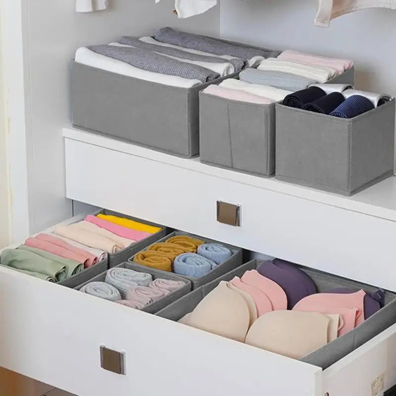 Clothes Storage Basket - Lightweight Plastic and Polyester Drawer Organizer for Underwear, Socks and T-Shirts, Everstock