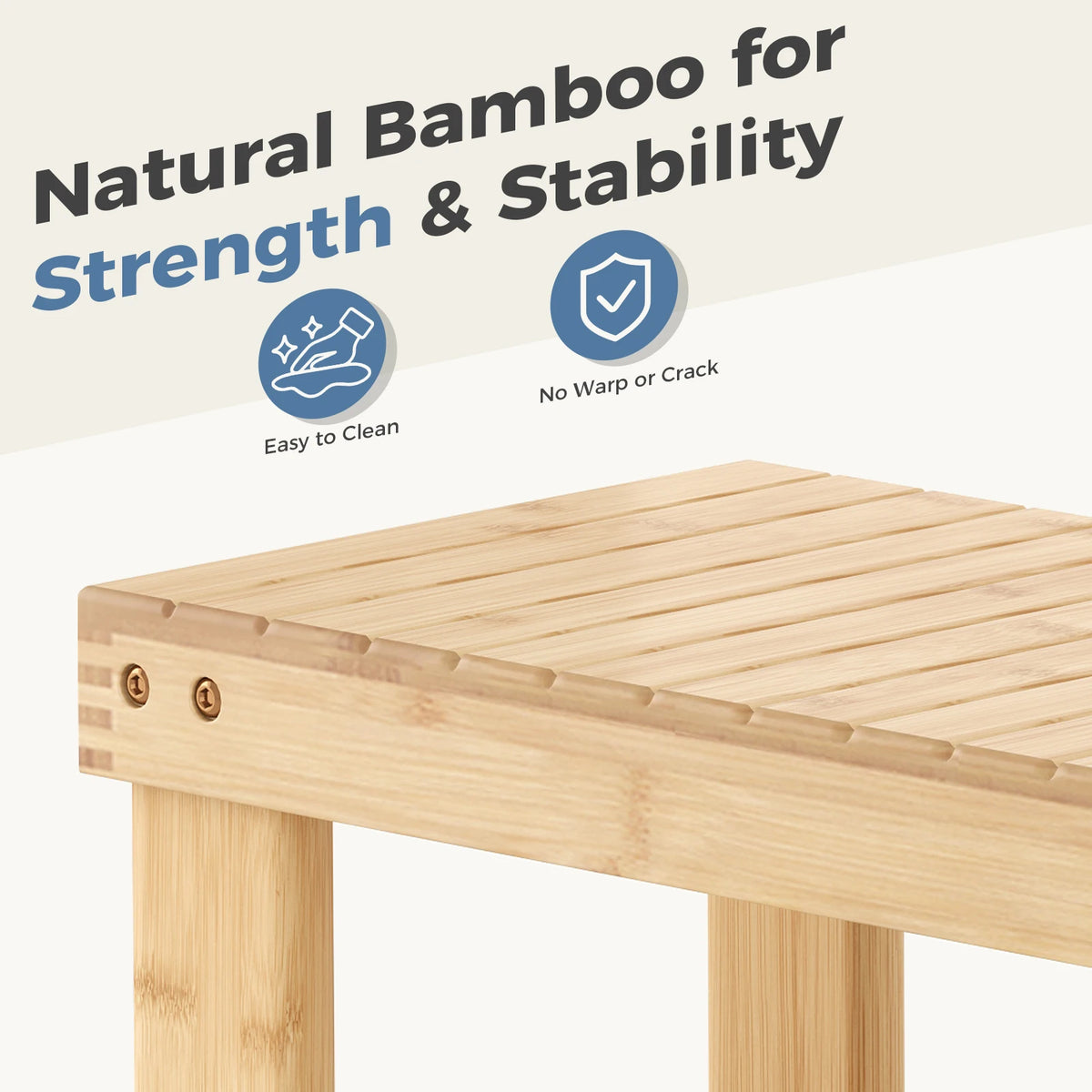 Bamboo Shoe Rack Bench - Natural Bamboo Entryway Storage Bench with 286 lb Seat Capacity, Everstock
