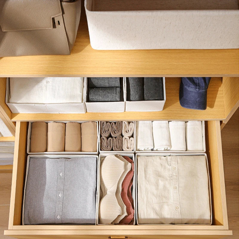 Clothes Storage Basket - Cotton Linen Drawer Organizer for Bras, Socks & Underwear, S, M and L Sizes, Everstock