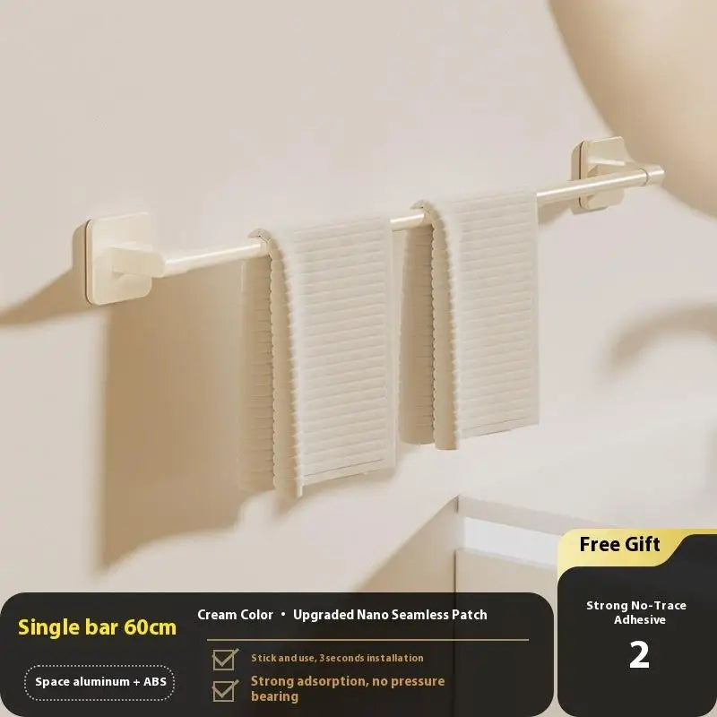 Two-Tier Towel Rack - Wall-Mounted Punch-Free Storage Shelf & Holder Bar for Bathroom, Everstock