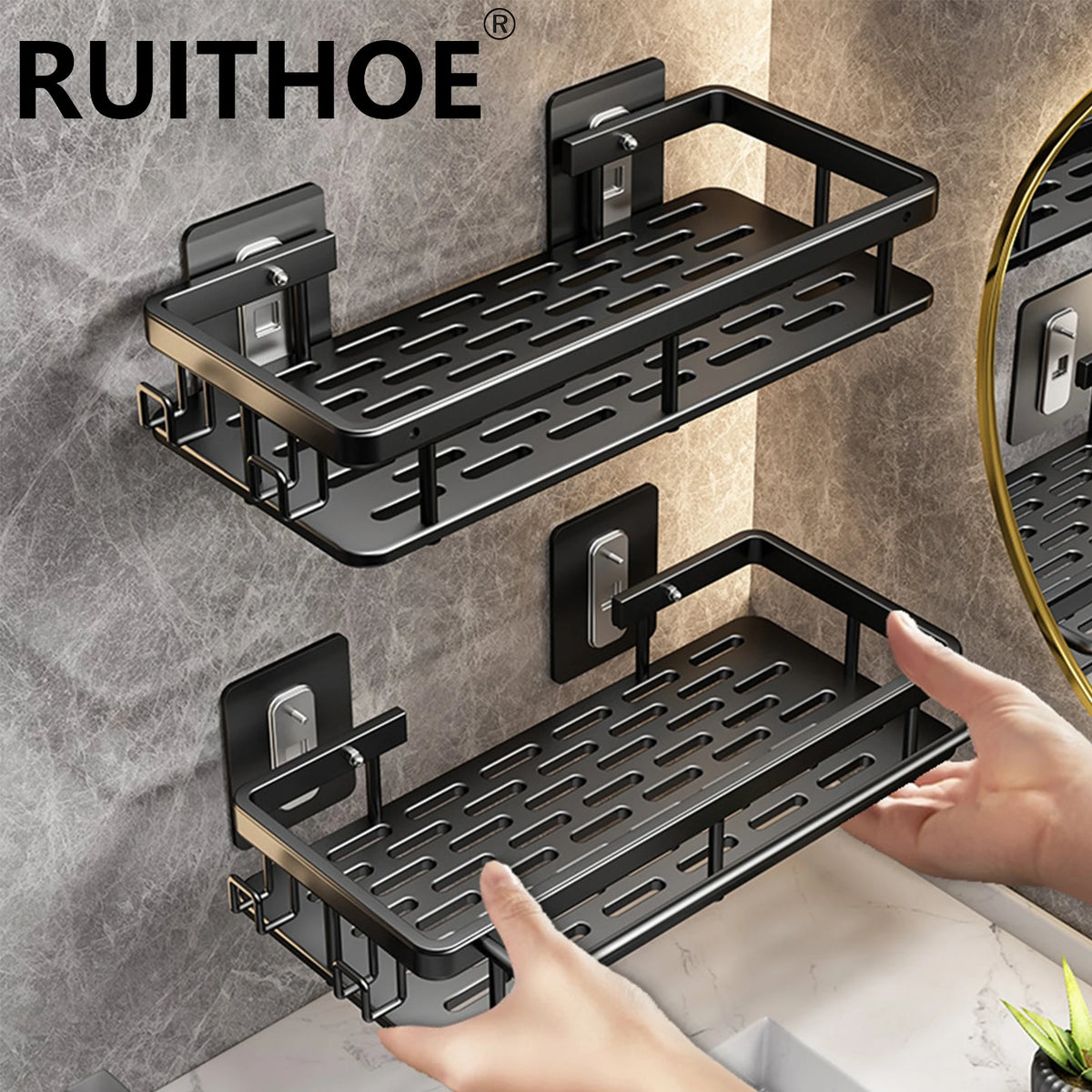 Stainless Steel Shower Rack - Anti-Rust Suction Cup Storage Organizer for Bathroom, Everstock