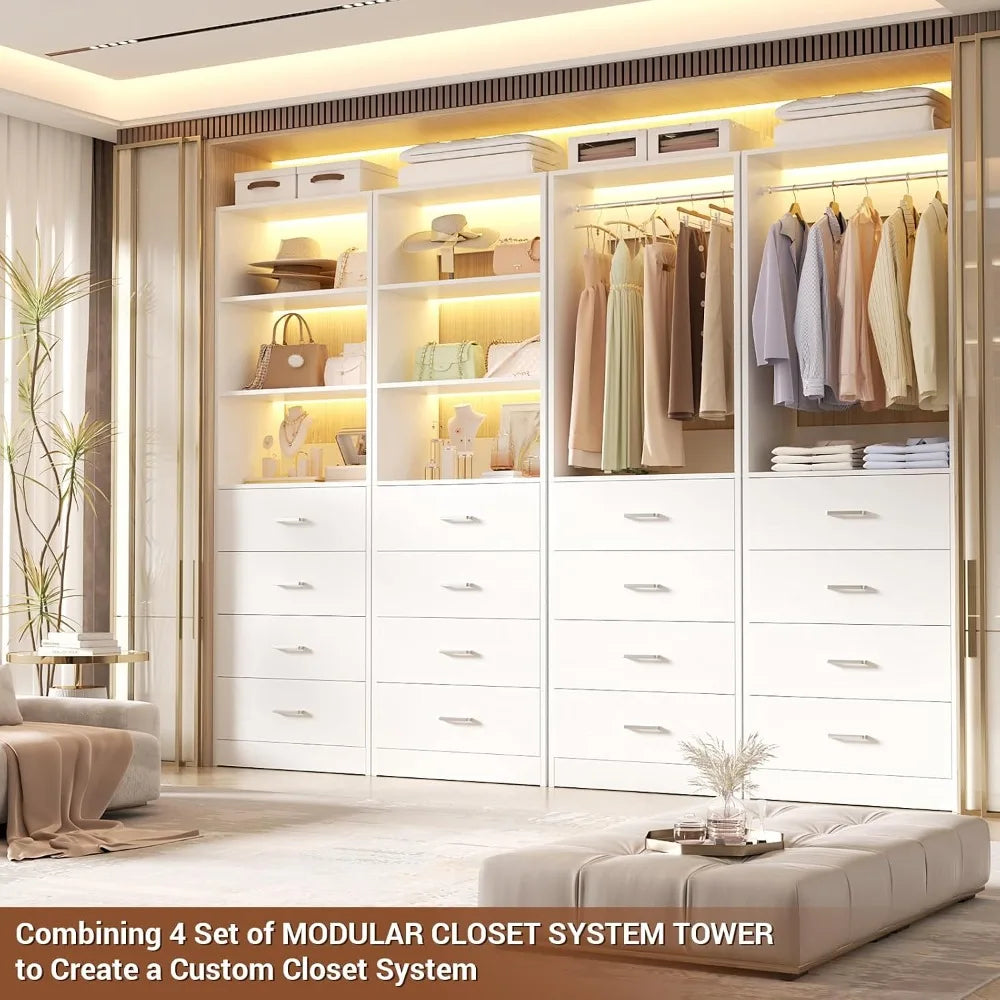 Closet Drawer Organizer Unit - White Wood Storage System, 21.3 Inch Depth, for Wardrobe Shelves & Folded Clothes, Everstock
