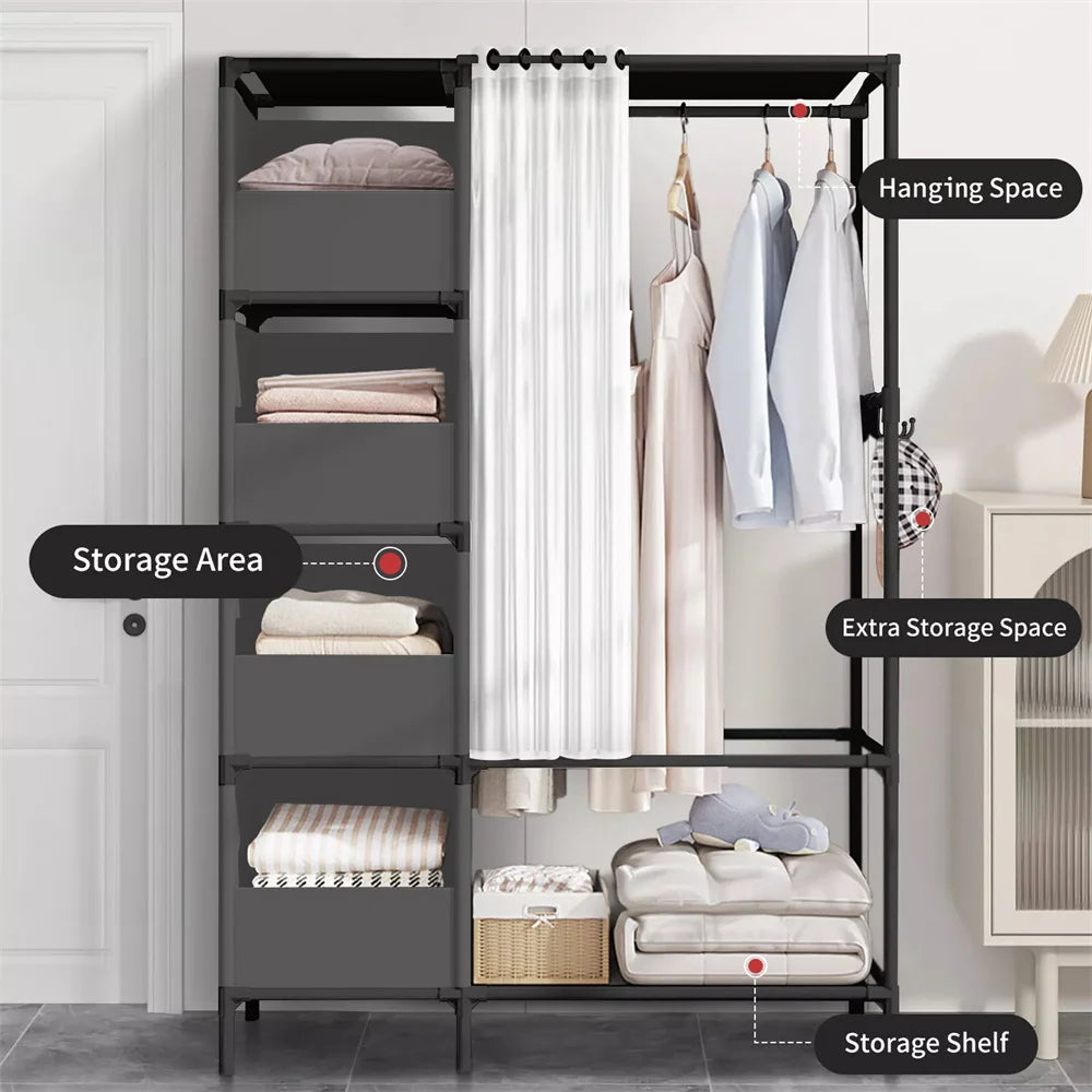 Closet Clothes Rail - Heavy Duty 19mm Steel Garment Rack with 160cm Hanging Area for Wardrobe Storage, Everstock