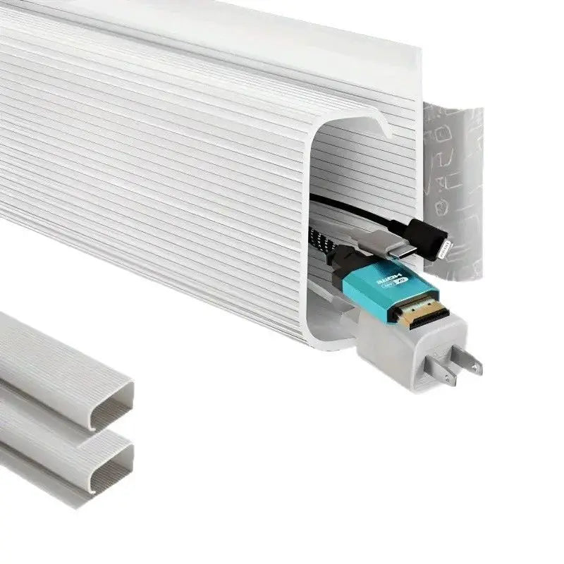J-Channel Cable Raceway - Self-Adhesive PVC Under-Desk Cord Organizer for Desks and TV Walls, Everstock