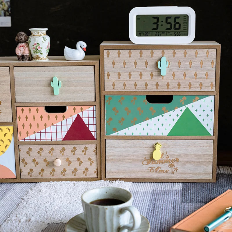 Wooden Storage Cabinet with Drawer - Handmade European Style Printed Chest for Bedroom Clothing & Sundries, Everstock