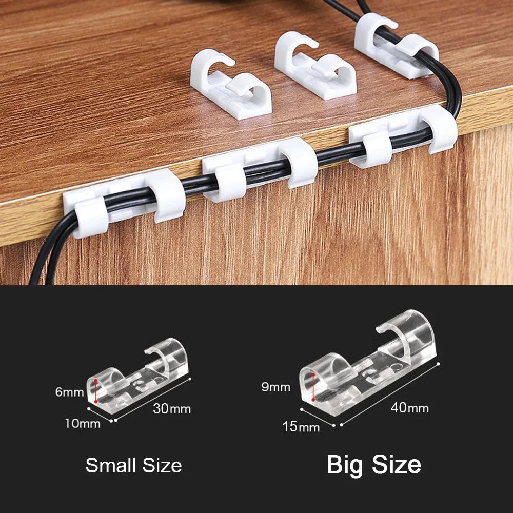 Self-Adhesive Cable Clips - ABS Cord Holders in 20-Piece and 16-Piece Sets for Desk, Home and Car, Everstock