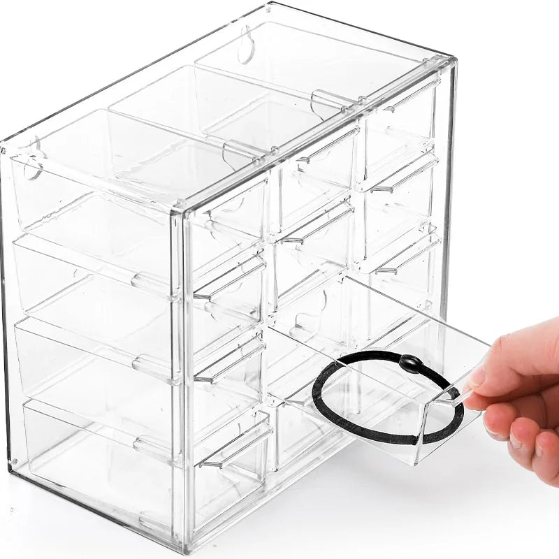 Desktop Storage Organizer with 12 Removable Drawers - Clear Plastic Dust-Proof Case for Jewelry & Stationery, Everstock