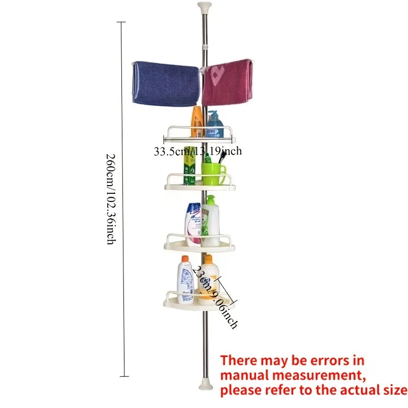 Telescopic Corner Shelf - No-Drill Floor-to-Ceiling Storage Rack for Bathroom, Everstock
