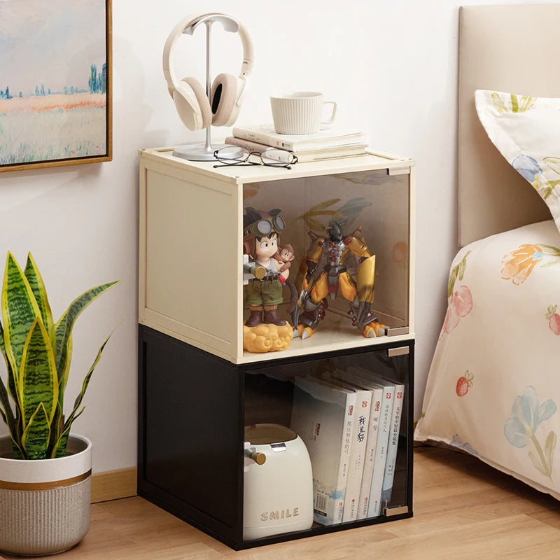 Stackable Storage Cabinet - Bamboo Modular Bedside Organizer with Water-Resistant Finish for Bedroom, Everstock