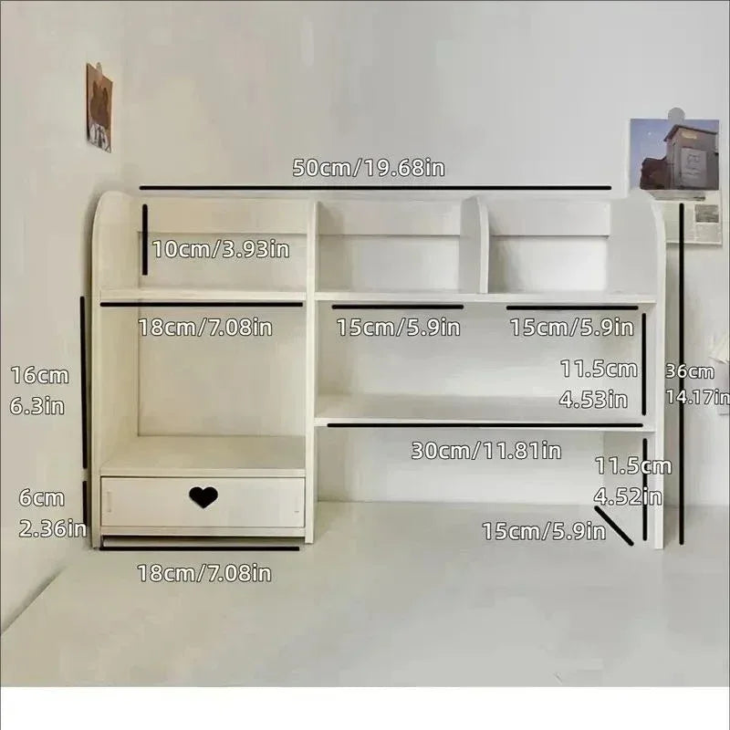 Double-Layer Desktop Organizer Rack - Wood-Plastic Composite Desk Shelf for Stationery, Cosmetics and Office Supplies, Everstock