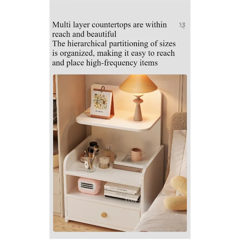 Bedside Storage Cabinet - Wooden Nightstand with Enclosed Compartment for Small and Rental Bedrooms, Everstock
