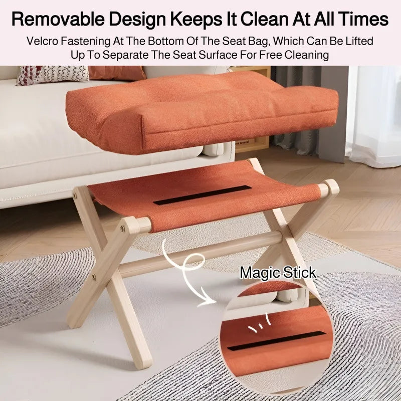 Shoe-Changing Storage Ottoman - Fabric Footstool Seat with Hidden Compartment, 30 x 46 x 34cm, Entryway, Everstock