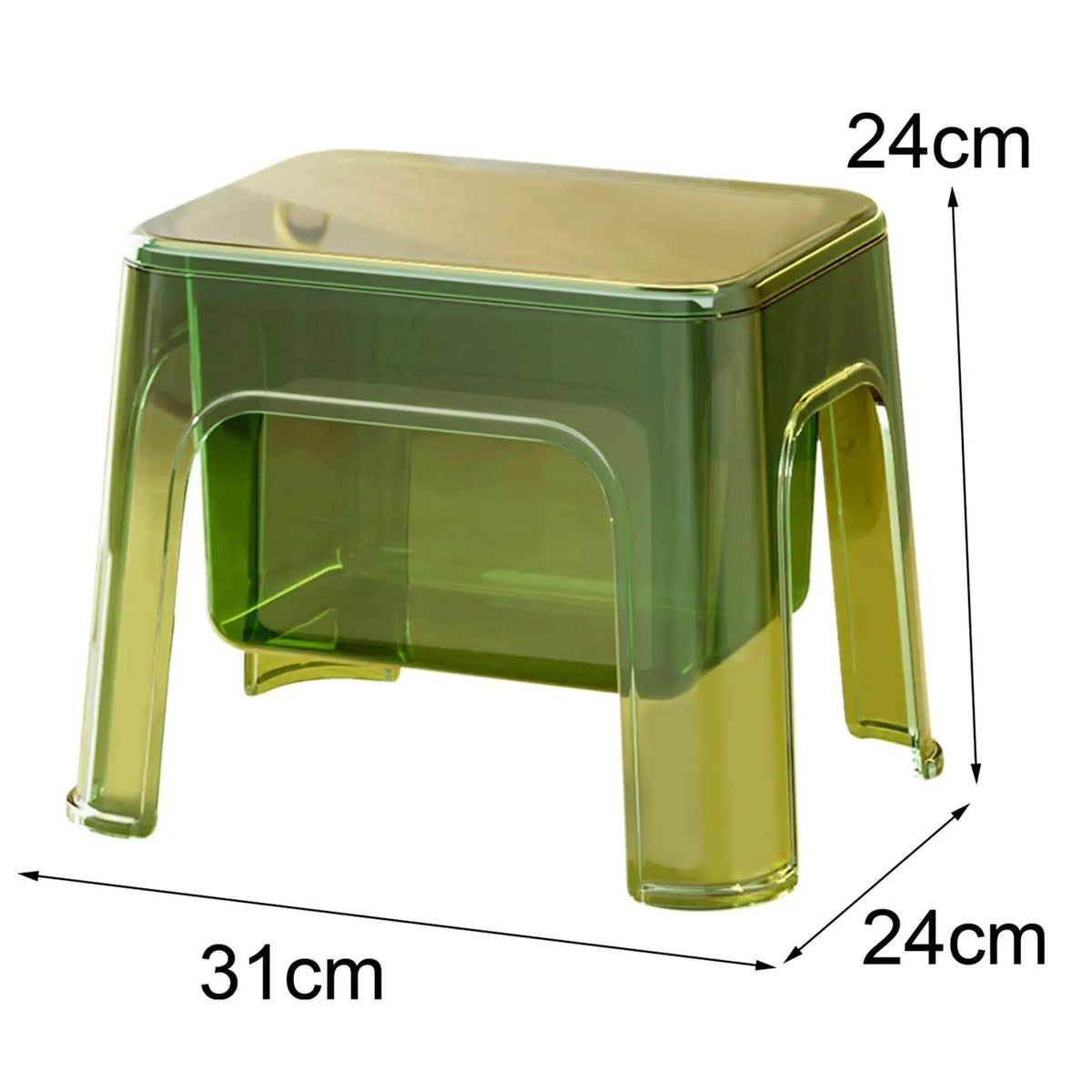 Step Stool Storage Ottoman - Clear PETG Footstool with Under-Seat Storage, 31 x 24 x 24cm for Home and Laundry, Everstock