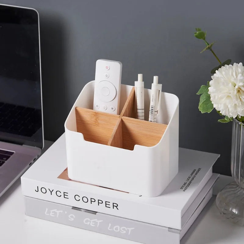 Bamboo Desktop Storage Box - Remote Control & Stationery Organizer for Home & Office, Everstock