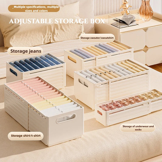 Stackable Clothing Storage Bin - Plastic Divided Organizer Box for Folded Clothes in Wardrobe, Drawer or Cabinet, Everstock
