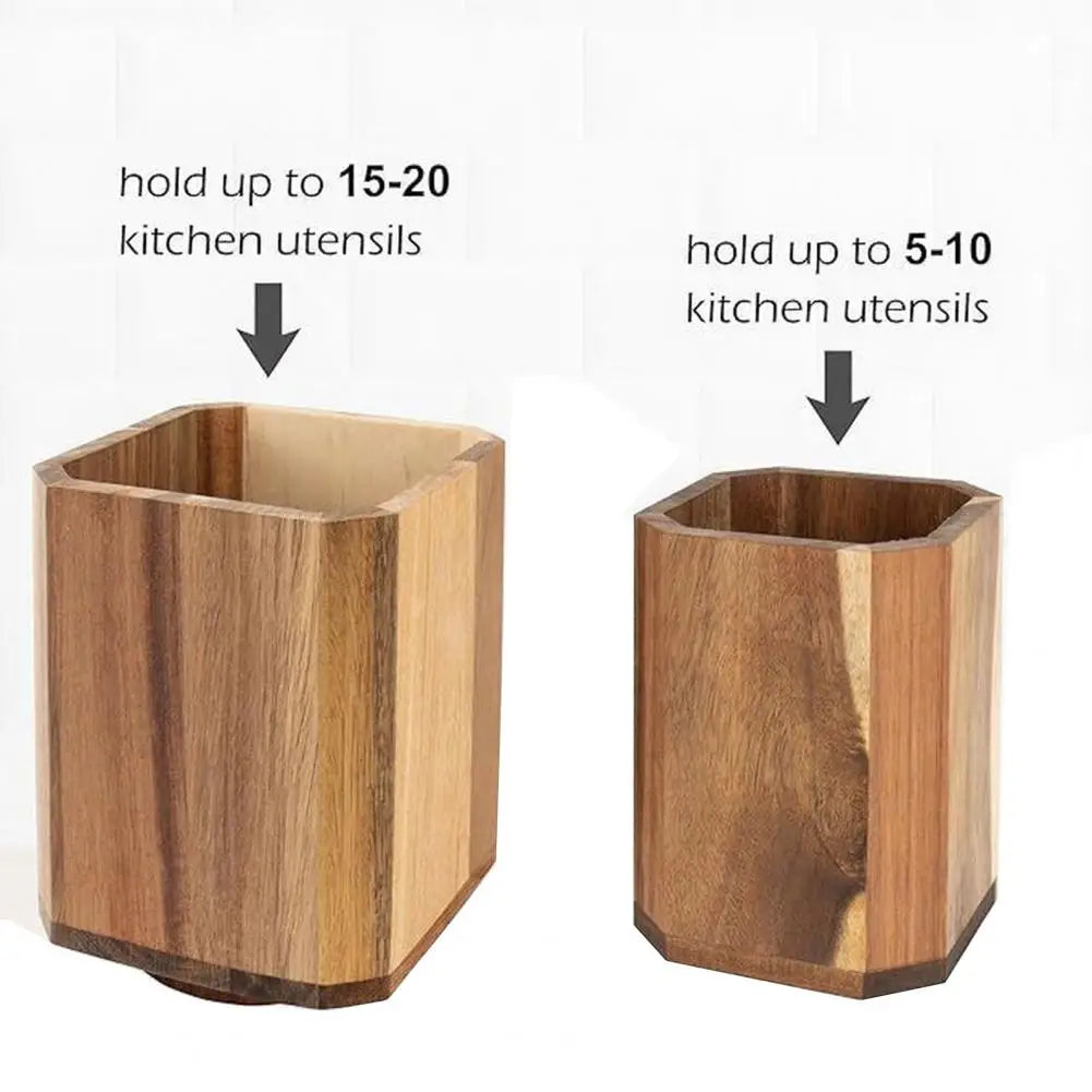 Rotating Utensil Holder - 360-Degree Wooden Countertop Organizer for Spatulas, Spoons & Ladles, Everstock
